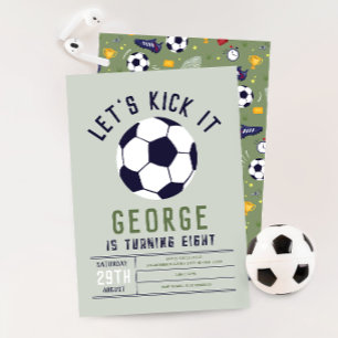 Jungen Moderne Sportliche Fußball-Kinder-Geburtsta Einladung