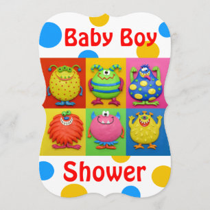 Jungen-Monster-Babyparty Einladung
