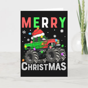 Jungen Monster Truck Frohe Weihnachten Santa Hut K Karte