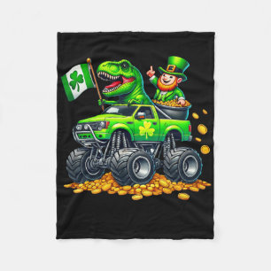 Jungen Monster Truck T-Rex Leprechaun St. Patricks Fleecedecke