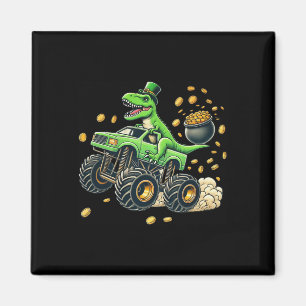 Jungen Monster Truck T-Rex St. Patrick's Day Dinos Magnet