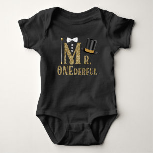 Jungen Mr ONEderful 1. Geburtstags-Shirts Baby Strampler