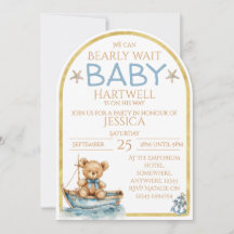 Jungen Nautical Bear In Einem Boot Baby Shower Ein