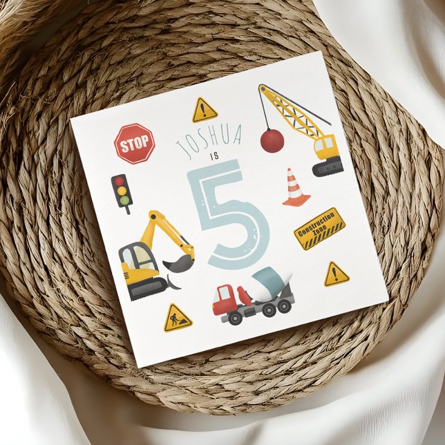 Jungen Niedlich Blue Construction Kinder 5th Birth Serviette (Von Creator hochgeladen)