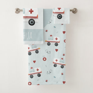 Jungen Niedlich Blue Paramedic Ambulance Pattern K Badhandtuch Set