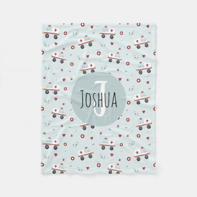 Jungen Niedlich Blue Paramedic Ambulance Pattern K Fleecedecke (Vorderseite)