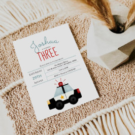 Jungen Niedlich Blue Police Car Kleinkind Geburtst Einladung