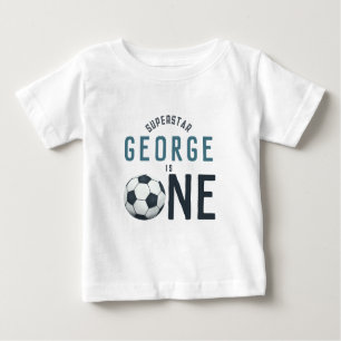 Jungen Niedlich Blue Soccer Erster Geburtstag Baby T-shirt