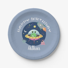 Jungen Niedlich Blue Space Alien Galaxy Geburtstag Pappteller