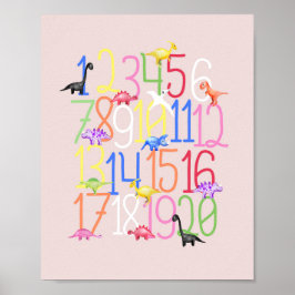 Jungen Niedlich Dinosaurier 1-20 Kids Numbers Kind Poster