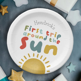 Jungen Niedlich erste Reise um die Sonne 1. Geburt Pappteller