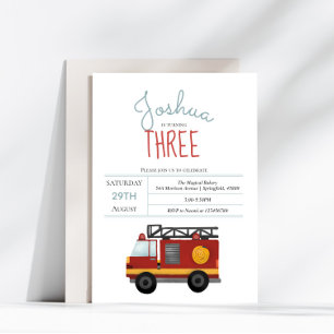 Jungen Niedlich Fireman Fire Motor Kleinkind Gebur Einladung