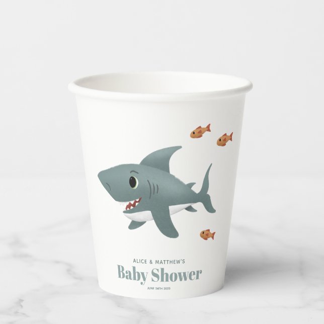 Jungen Niedlich Ocean Sea Shark Baby Dusche Pappbecher (Vorderseite)
