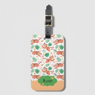 Jungen Niedlich Tiger Wild Jungle Safari mit Namen Gepäckanhänger