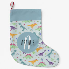 Jungen Niedlich und Fun Blue Dinosaur Muster Kinde Kleiner Weihnachtsstrumpf