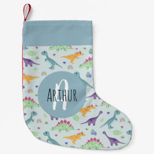 Jungen Niedlich und Fun Blue Dinosaur Muster Kinde Kleiner Weihnachtsstrumpf