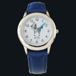 Jungen Niedlich und modern Safari Zebra & Name Kin Armbanduhr<br><div class="desc">Diese niedliche, moderne Kinderuhr ist mit einem Zebra-Cartoon ausgestattet und kann mit Ihrem Jungennamen personalisiert sein. Mit klaren, leicht lesbaren Zahlen ist diese "erste" Uhr ideal für Kinder oder Kleinkinder, die gerade erst mit dem Lernen beginnen. Das perfekte Dschungelsafari-Design für Ihre Kleinen!</div>