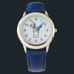 Jungen Niedlich und modern Safari Zebra & Name Kin Armbanduhr<br><div class="desc">Diese niedliche, moderne Kinderuhr ist mit einem Zebra-Cartoon ausgestattet und kann mit Ihrem Jungennamen personalisiert sein. Mit klaren, leicht lesbaren Zahlen ist diese "erste" Uhr ideal für Kinder oder Kleinkinder, die gerade erst mit dem Lernen beginnen. Das perfekte Dschungelsafari-Design für Ihre Kleinen!</div>