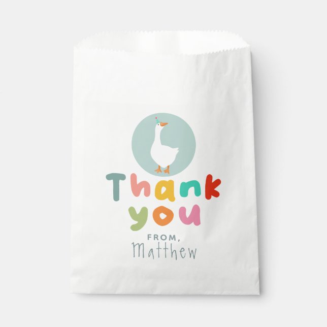 Jungen Niedlich Zwei Alberne Gänse blauer Hof 2. G Geschenktütchen (Vorderseite)