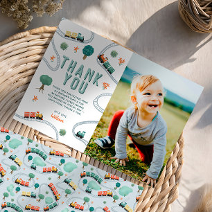 Jungen Niedliche Bahn Foto Geburtstag Dankeskarte