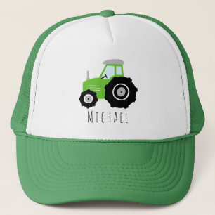 Jungen Niedliche grüne Zugmaschine und Name Kinde Truckerkappe