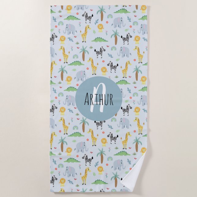 Jungen Niedliche Jungle Safari Tiere Zebra Kinder Strandtuch (Vorderseite)