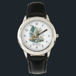 Jungen Niedliche Rustikale Waldtiere Armbanduhr<br><div class="desc">Diese niedliche und rustikale Kinderuhr zeigt eine bezaubernde Tierdarstellung aus Wäldern,  mit Hirsch,  Igel,  Dachs,  Pilzen und Grünpflanzen,  und Raum,  um Ihren Jungen oder Mädchen Namen in der einfachen Typografie hinzuzufügen. Das perfekte geschlechtsneutrale Design für jeden Tierfreund!</div>