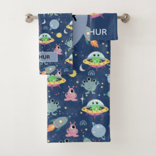 Jungen Niedliche und moderne Raumfahrt Alien Muste Badhandtuch Set