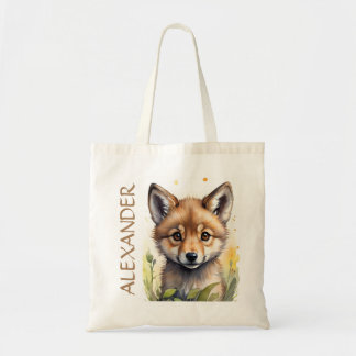 Jungen Niedliche Wolf Wildlife Watercolor Personal Tragetasche