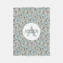 Jungen Niedlicher blauer Dschungel Monogramm Kinde