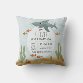 Jungen Niedlicher Blauer Hai Keepake Geburtsstunde Kissen