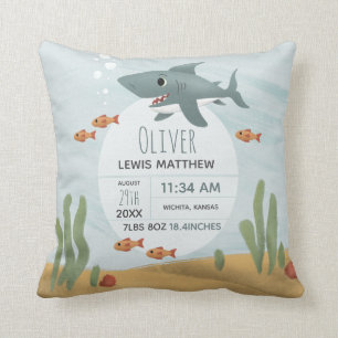 Jungen Niedlicher Blauer Hai Keepake Geburtsstunde Kissen