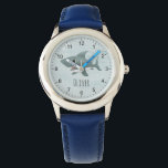 Jungen Niedlicher Blauer Ozean Hai Kinder Armbanduhr<br><div class="desc">Dieses niedliche und moderne Design ist mit einem blauen Hai-Cartoon mit Blasen und Wellen ausgestattet. Die Armbanduhr kann mit Ihrem Jungennamen personalisiert sein. Das perfekte Geschenk zum Thema Ozean für jedes Kind,  perfekt für Kleinkinder,  die eine erste Armbanduhr haben!</div>