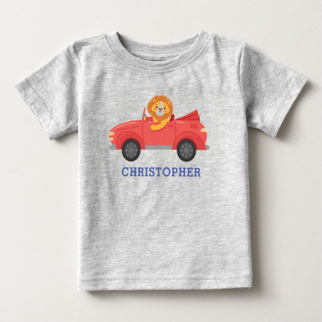 Jungen Niedlicher Cooler Rennwagen Personalisierte Baby T-shirt (Vorderseite)