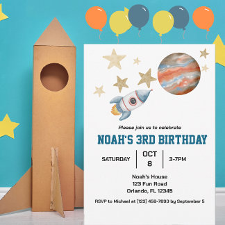 Jungen Niedlicher Kindergeburtstag im Weltraum Was Einladung