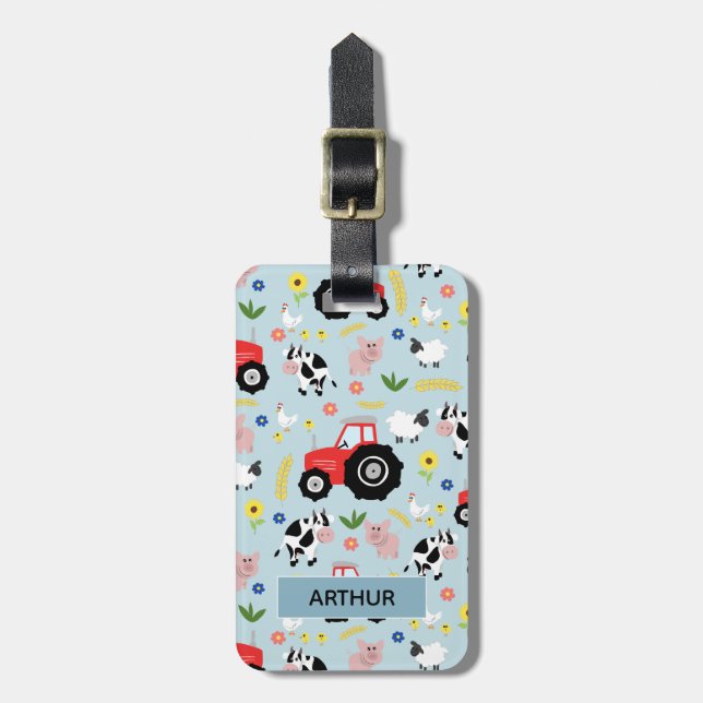 Jungen Niedlicher Zuchttiermuster Name Kinder Gepäckanhänger (Vorderseite vertikal)