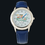 Jungen Niedliches blaues Wasserschiff Kinder Armbanduhr<br><div class="desc">Diese niedlichen nautischen Kinder sehen das Design mit einer modernen Bootsillustrierung und können mit dem Namen Ihres Jungen personalisiert sein. Das perfekte Geschenk für Kleinkinder,  Kinder oder Ozeanliebhaber!</div>