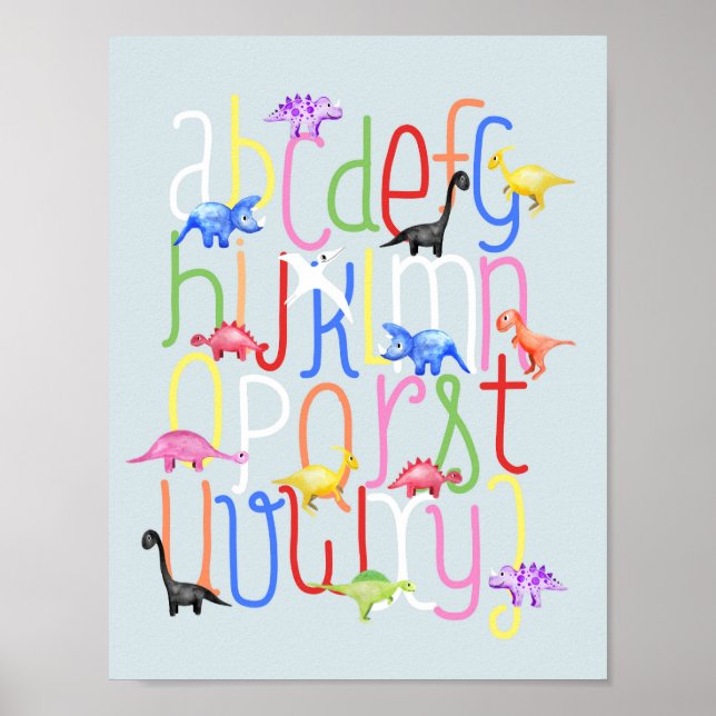 Jungen Niedliches Kinderzimmer Dinosaur ABC Alphab Poster (Vorne)