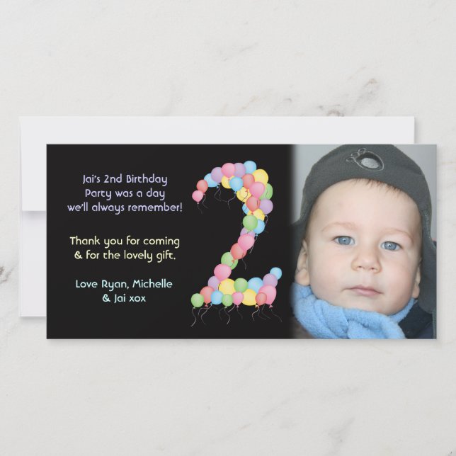 Jungen-oder Mädchen-2. Geburtstag danken Ihnen Dankeskarte (Vorderseite)