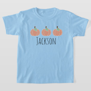 Jungen Orange Gingham-Kürbis-Trio T-Shirt