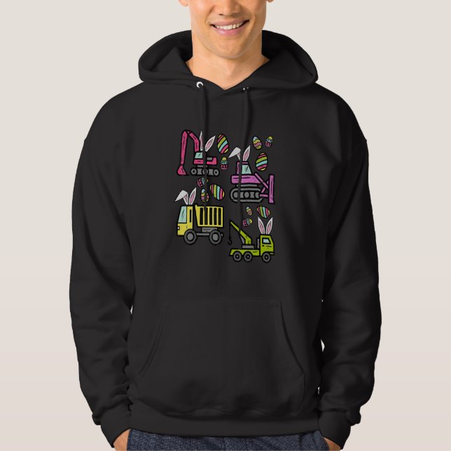 Jungen Ostertagen Kranwagen Baueier Jagd Hoodie (Vorderseite)