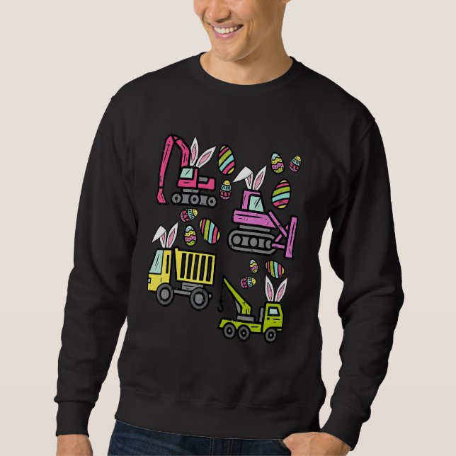 Jungen Ostertagen Kranwagen Baueier Jagd Sweatshirt (Vorderseite)