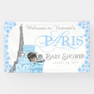Jungen Paris Baby Shower Banner