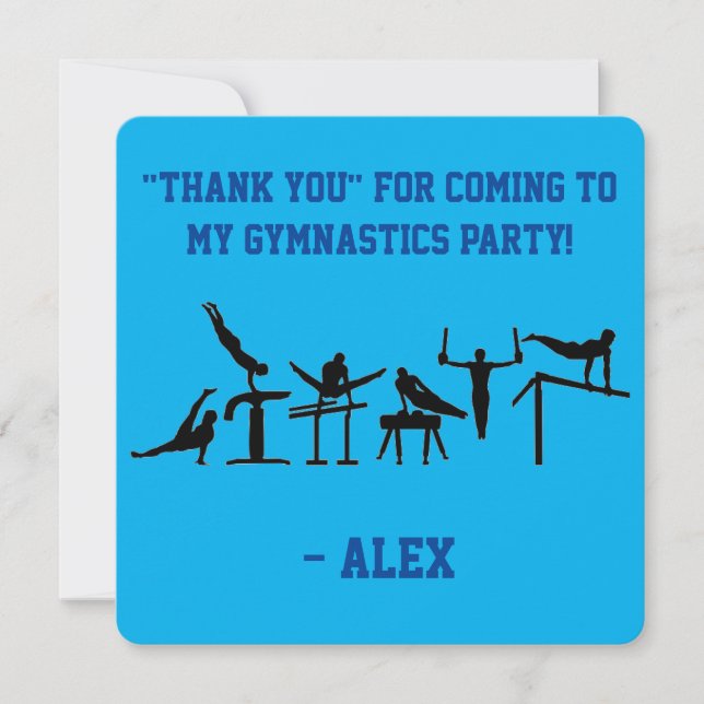 JUNGEN PERSONALISIERTEN "DANK YOU" GYMNASTICS CARD DANKESKARTE (Vorderseite)