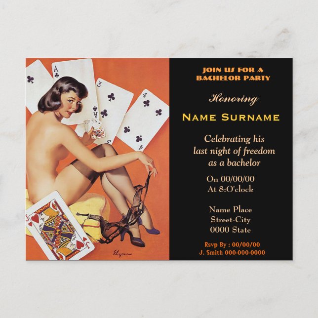 Jungen-Poker-Nacht, Jungennacht heraus, STRIPCLUB, Postkarte (Vorderseite)