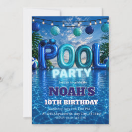 Jungen-Poolparty-Geburtstagseinladung Einladung