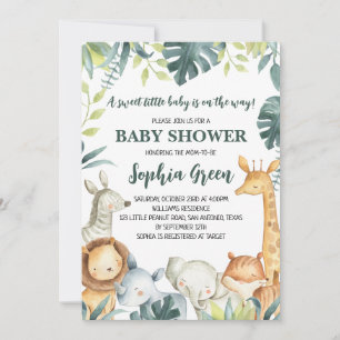 Jungen-Safari-Dschungel-Baby-Party Einladung