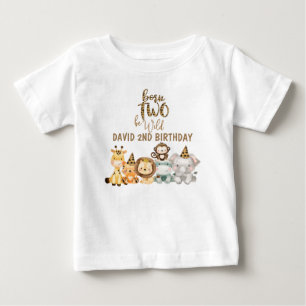 Jungen Safari-Tiere Zwei Wilde Geburtstagsfeier Baby T-shirt