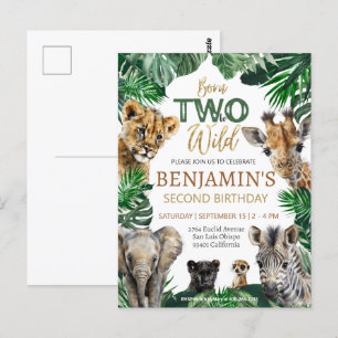 Jungen Safari Zwei Wilder Geburtstag Postkarte