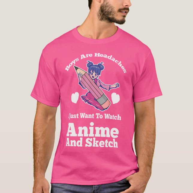 Jungen schauen Anime und Sketch Anime Anime und Sk T-Shirt (Vorderseite)